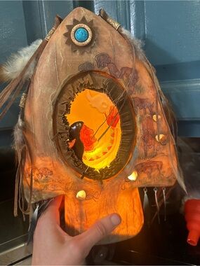 Handmade Brown Native-Inspired Decorative Light Sculpture